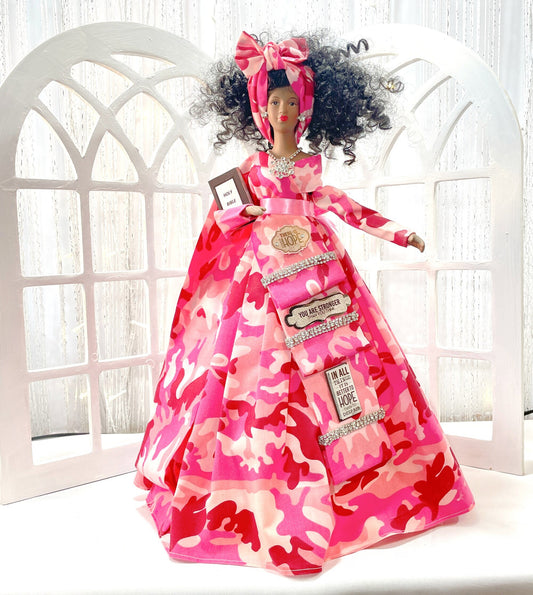 African American Art Doll Faith Fighter, Christian Themed Black Doll, Handmade One of a Kind Inspirational Gift For Her